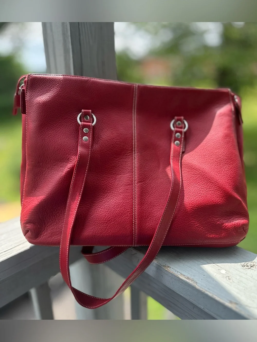 BUXTON 100% Leather Red Madison Commuter Expandable Computer Bag + WALLET Travel